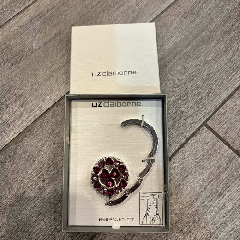 NIB Liz Claiborne Silver and Pink Handbag Holder